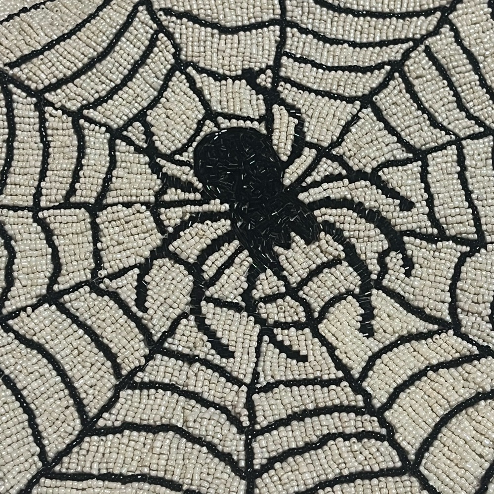 Spider Web Beaded Pillow Cover